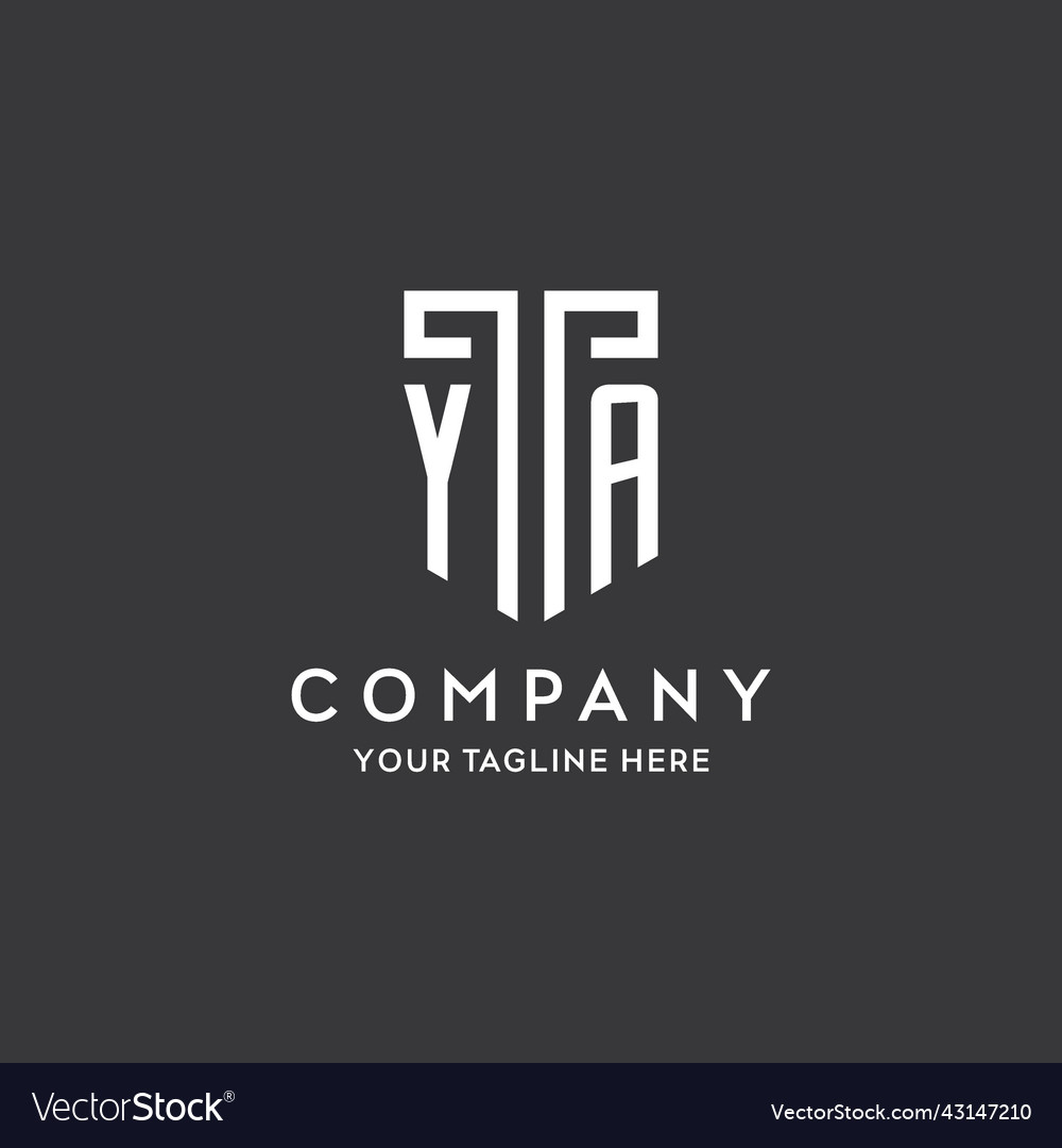 Ya monogram initial name with shield shape icon