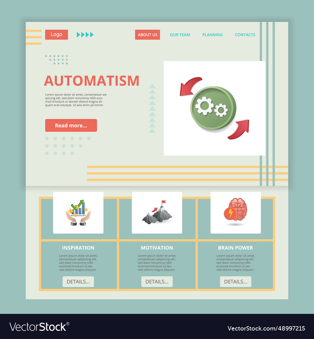 Automatism flat landing page website template vector image Automatism flat landing page website template