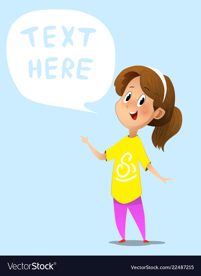 Cartoon girl with speech bubble Royalty Free Vector Image Cartoon girl with speech bubble Royalty Free Vector Image