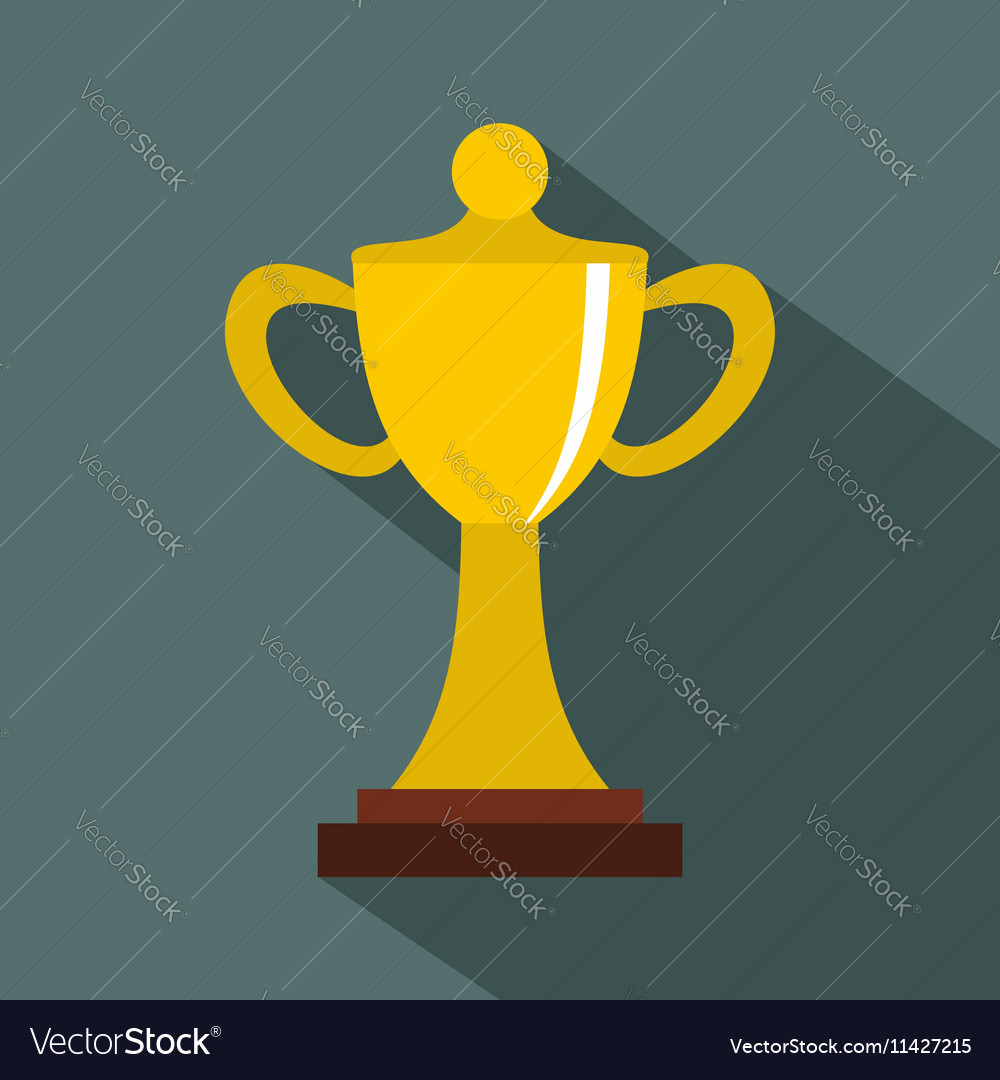 Championship cup icon flat style Royalty Free Vector Image