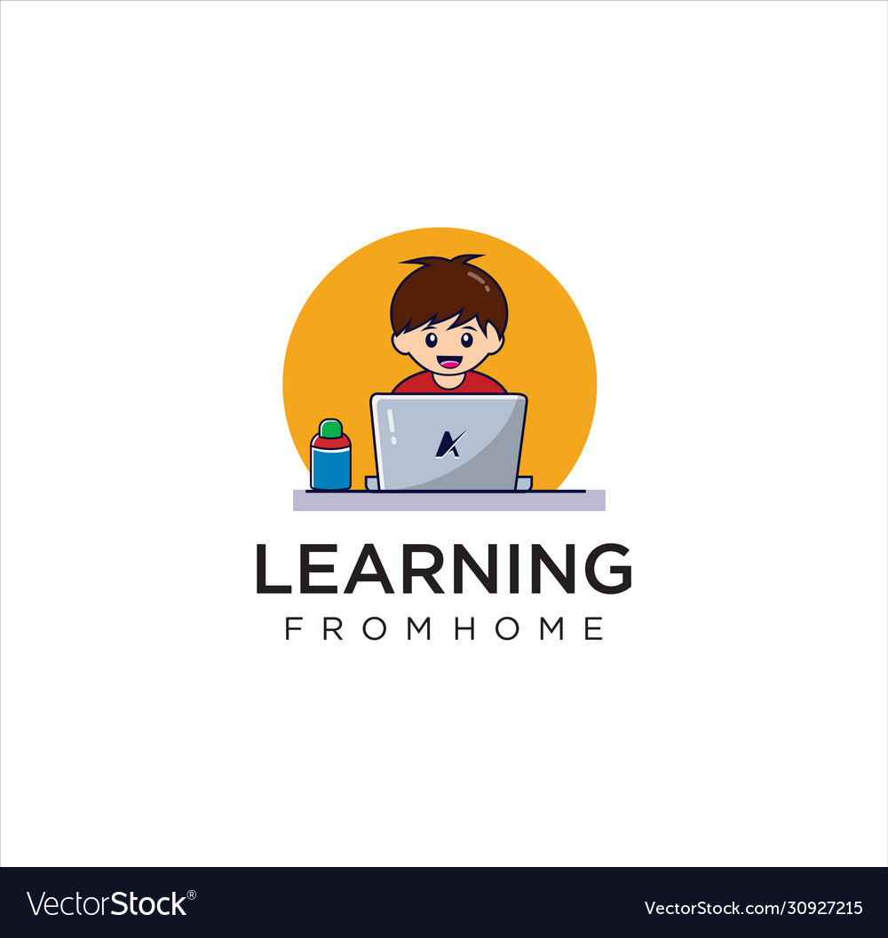 Child Home Learning Logo Design Learn Online Logo Vector Image