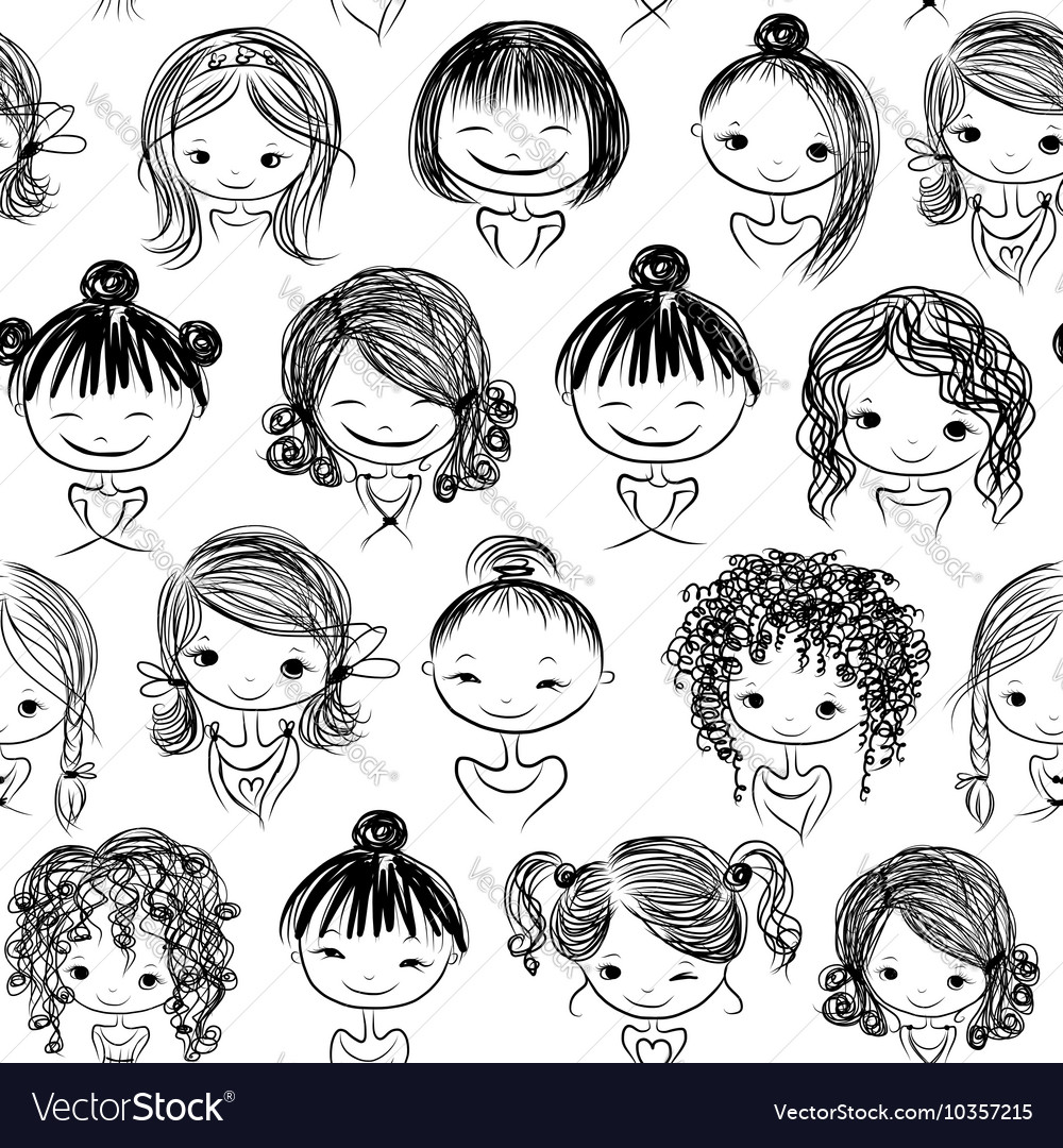 Cute girls seamless pattern for your design Vector Image