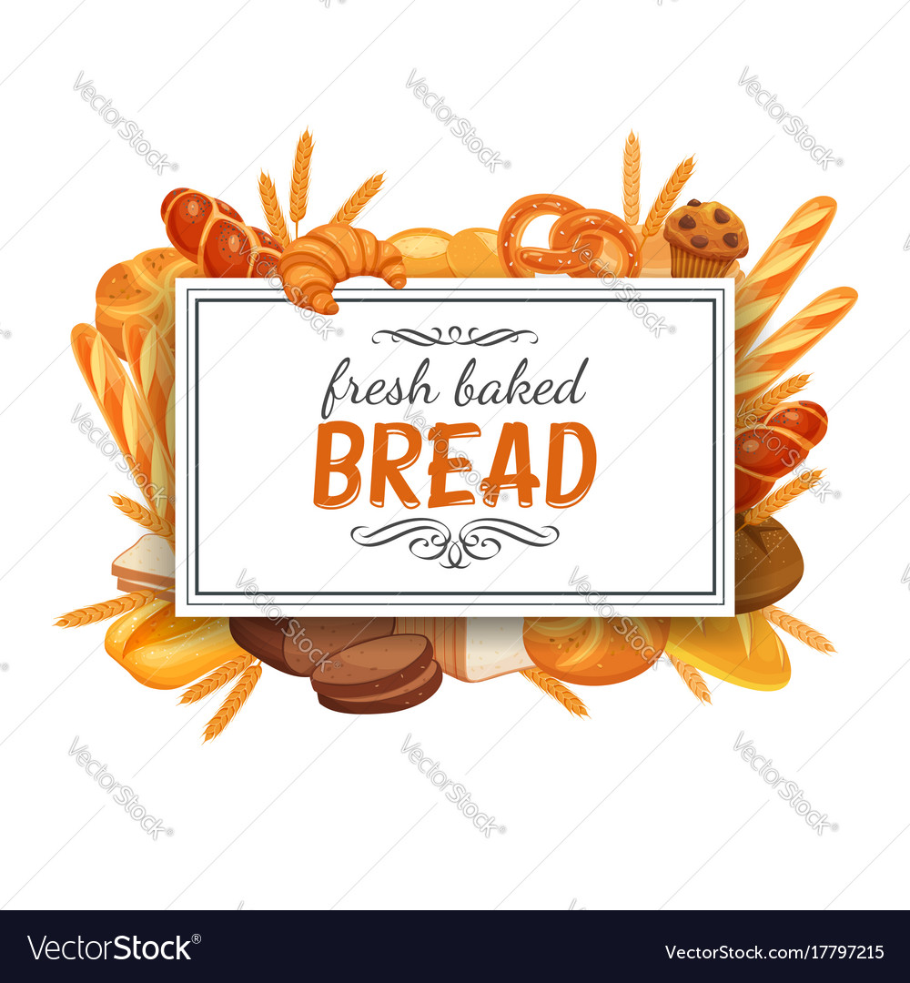 Frame template with bread Royalty Free Vector Image