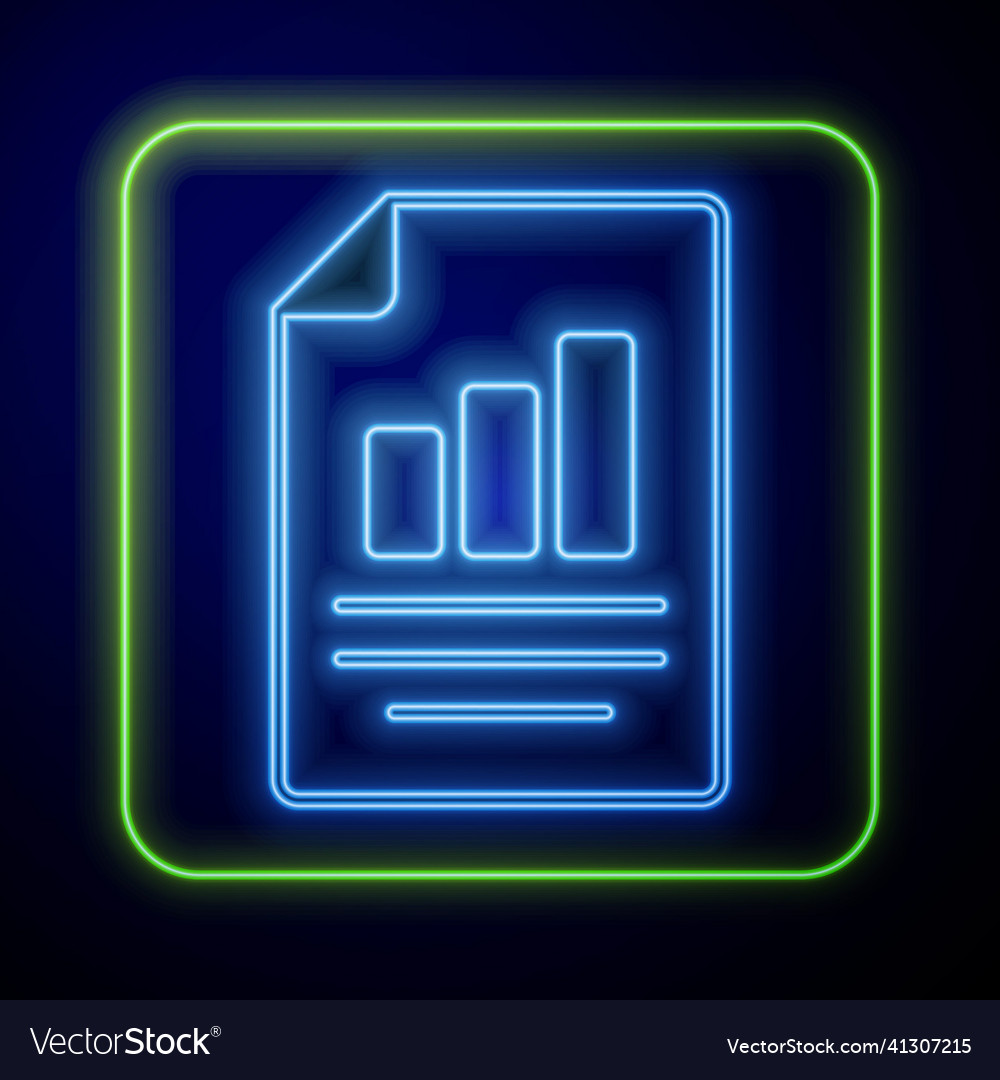 Glowing neon document with graph chart icon
