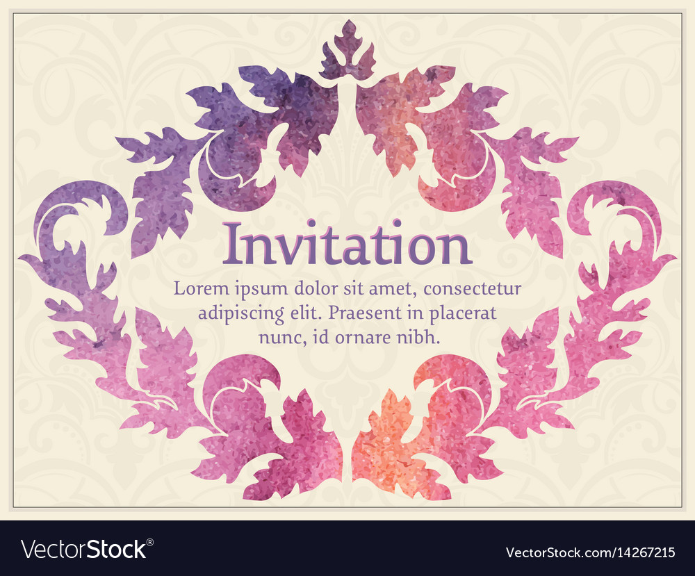 Einladungskarte mit Aquarell Damask Element