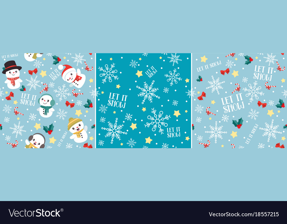 Let it snow christmas seamless pattern set