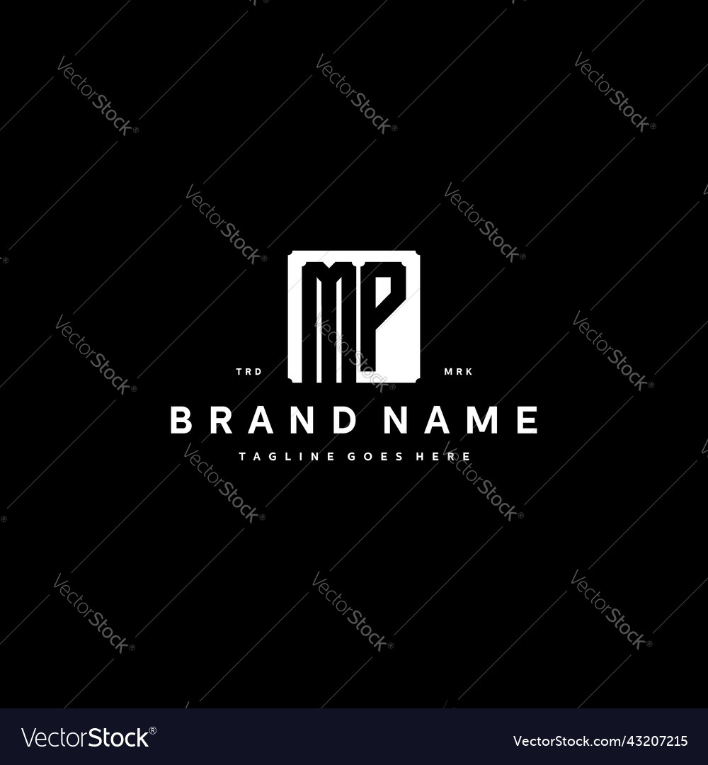 Mp monogram logo design with square rectangular