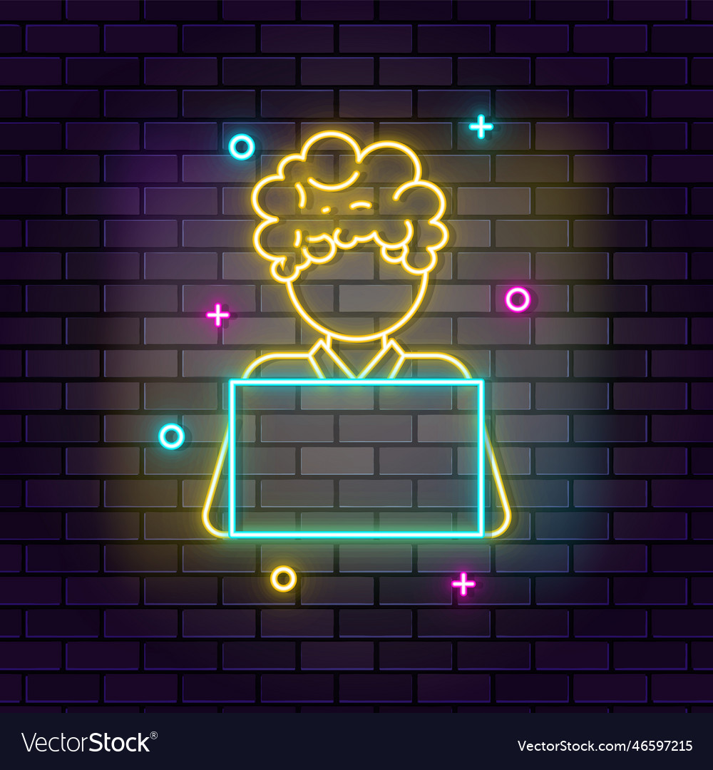 Online learning student neon icon education