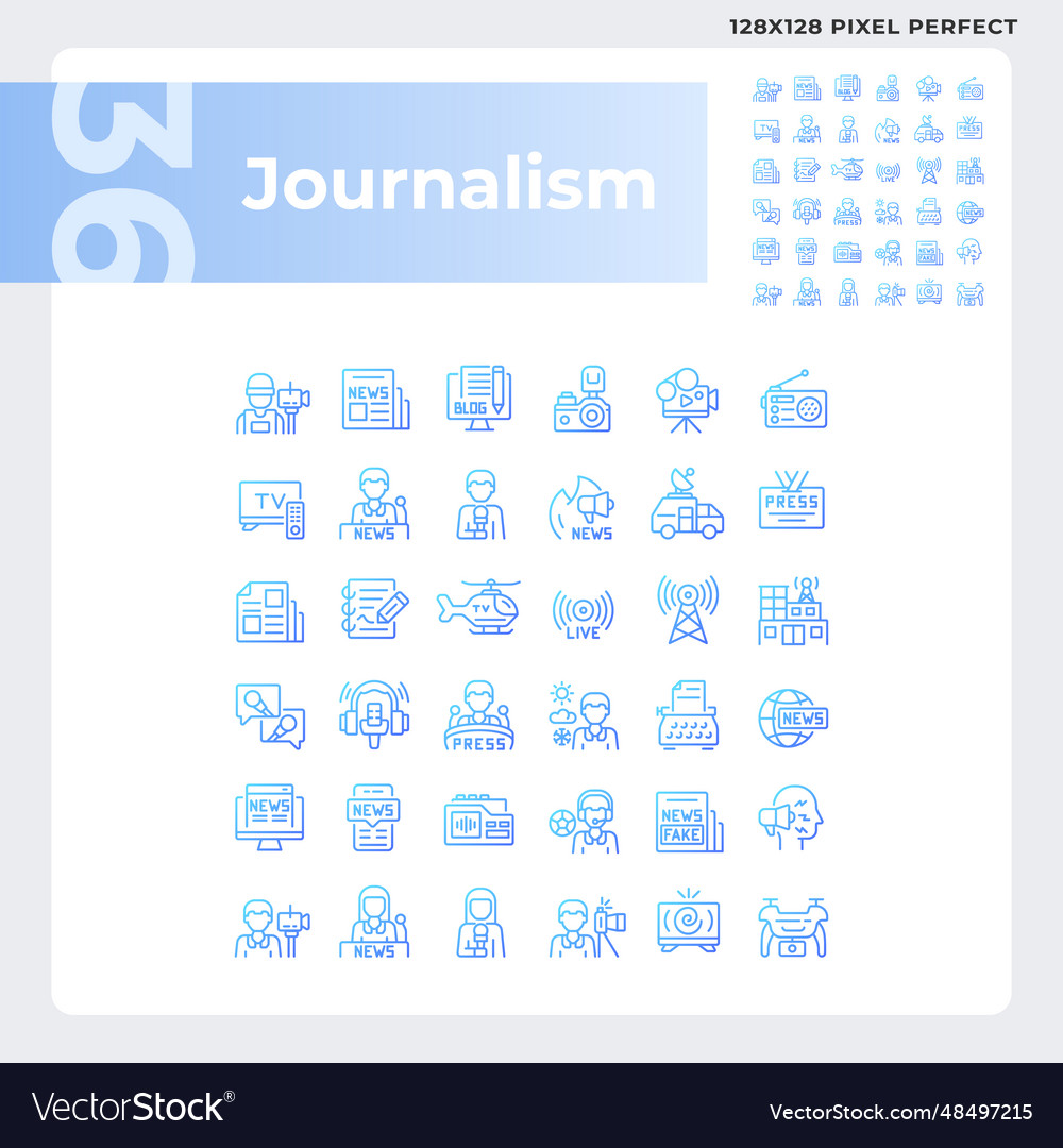 Pixel perfekte Gradientenjournalismus-Symbole Set