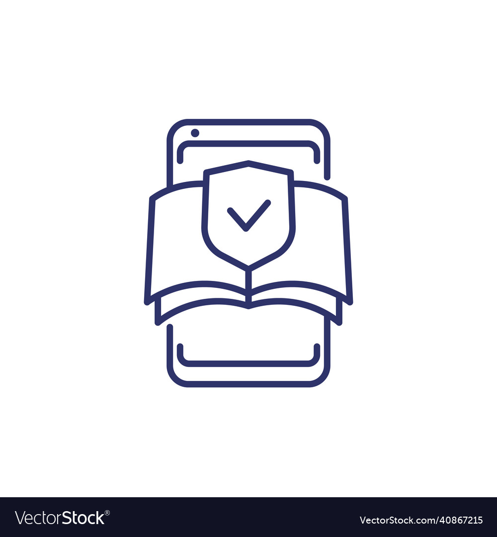Security manual instructions line icon with phone