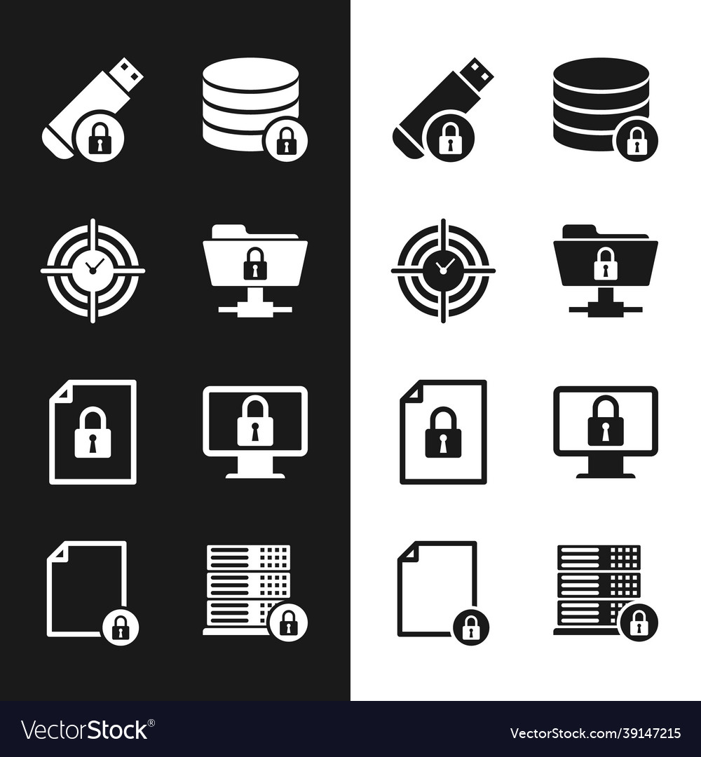 Set ftp folder and lock time management usb Vector Image Set ftp folder and lock time management usb