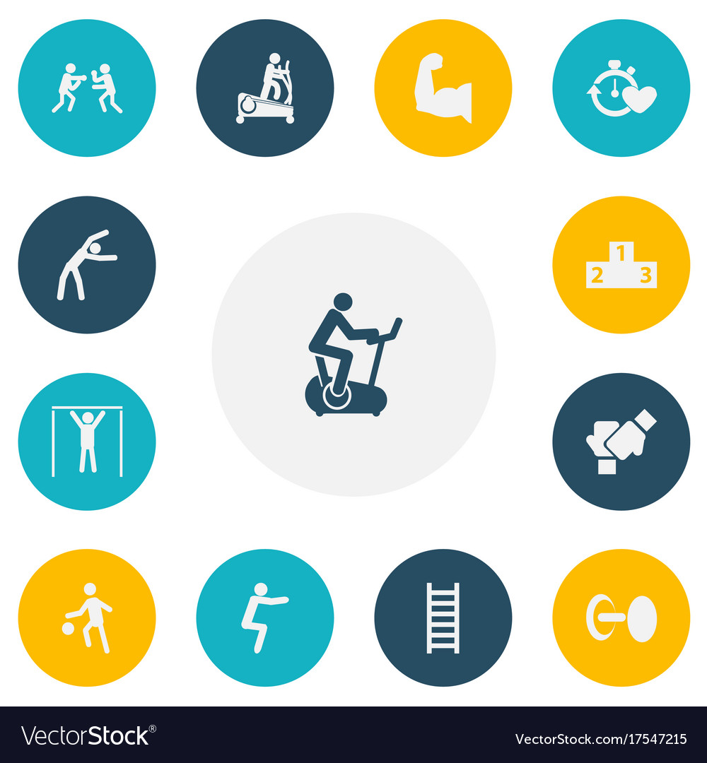 Set of 13 editable active icons includes symbols