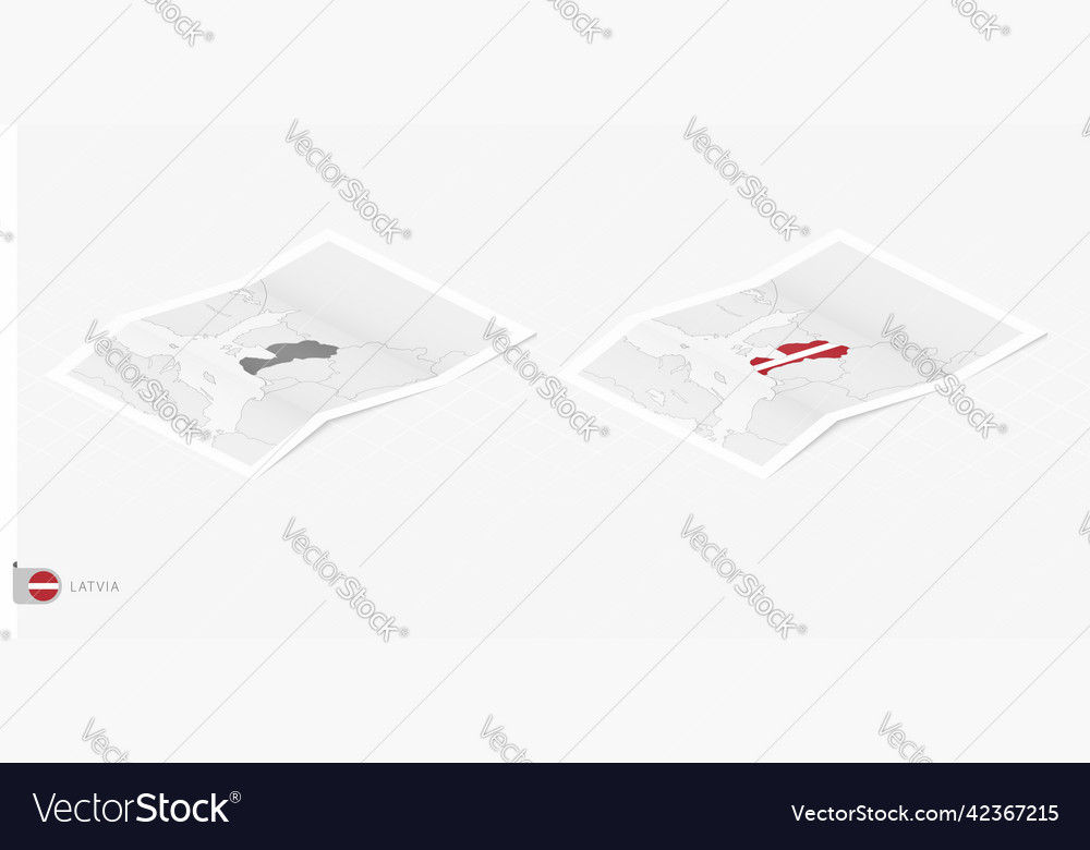 Set of two realistic map latvia with shadow