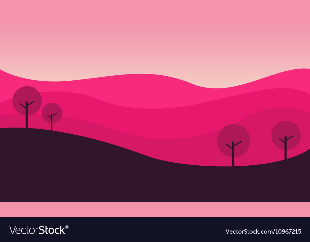 Silhouette of hill with pink backgrounds