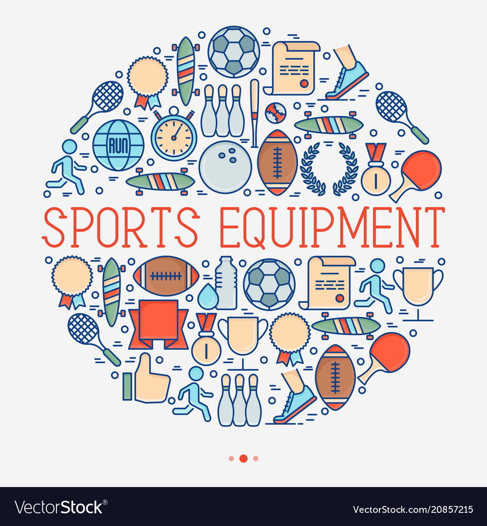 Sport equipment concept in circle