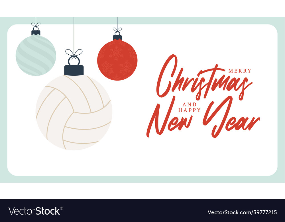 Volleyball christmas greeting card merry