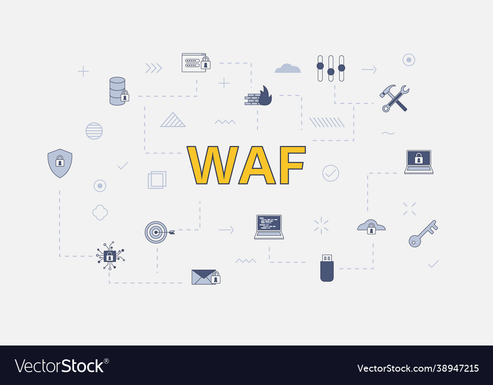 Waf web application firewall concept with icon vector image Waf web application firewall concept with icon