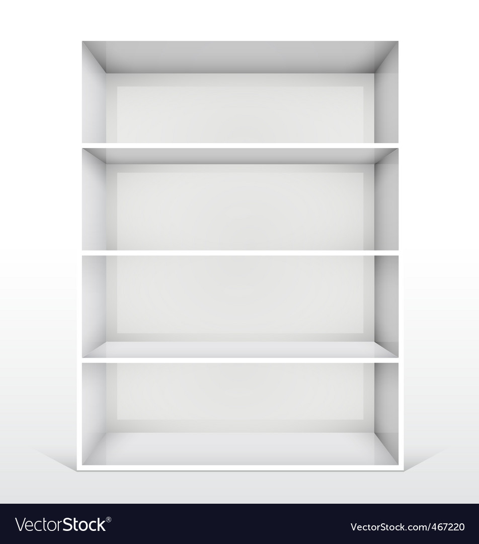 3d Isolated Empty White Bookshelf Royalty Free Vector Image