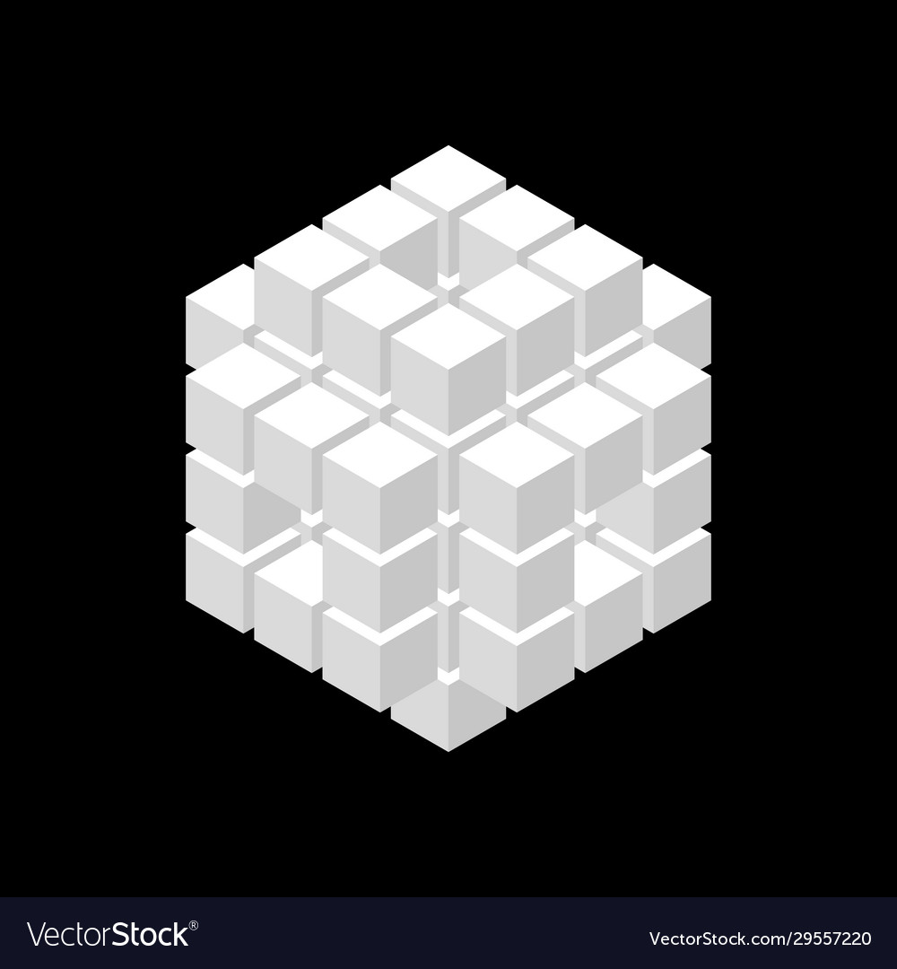 Abstract 3d cube from cubes isometric projection