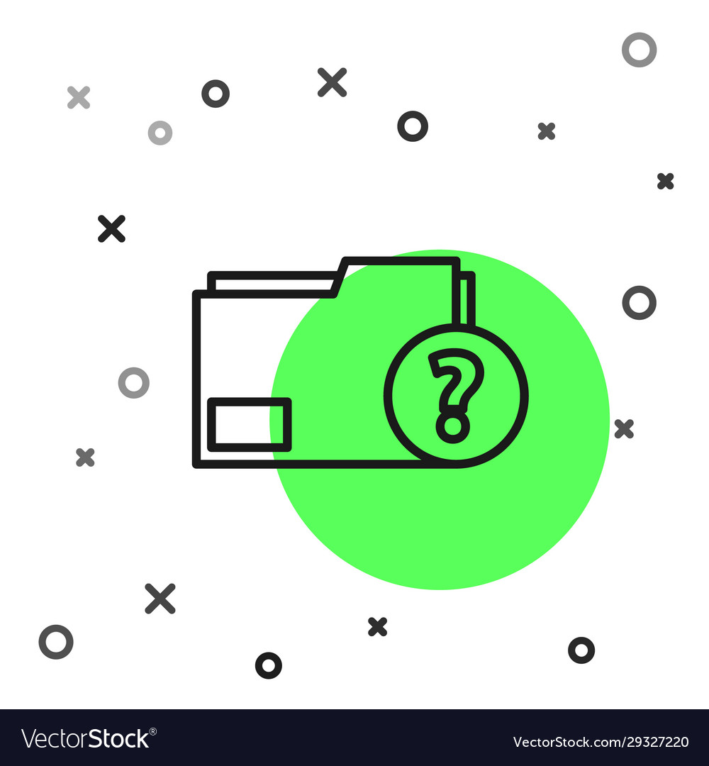 Black line unknown document folder icon isolated vector image Black line unknown document folder icon isolated