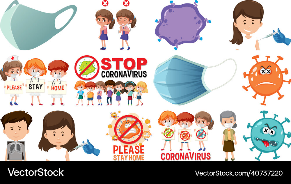 Cartoon character and coronavirus vaccination Vector Image