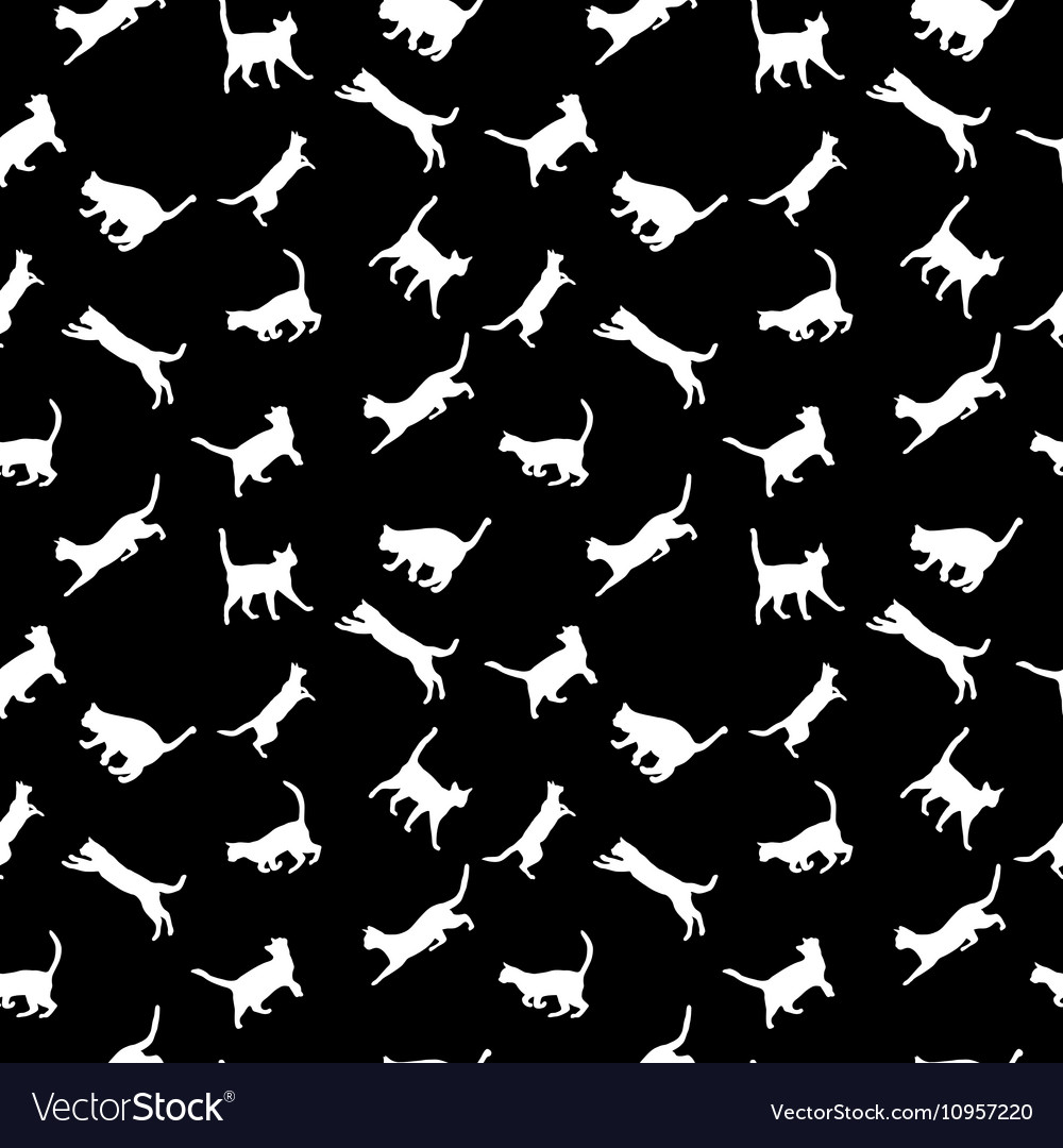 Cat seamless background silhouette Royalty Free Vector Image