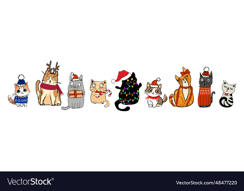 Weihnachten Katzen Kunst Sammlung vector image Weihnachten Katzen Kunst Sammlung