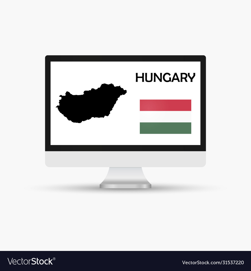 Computer monitor with a flag and map country vector image Computer monitor with a flag and map country