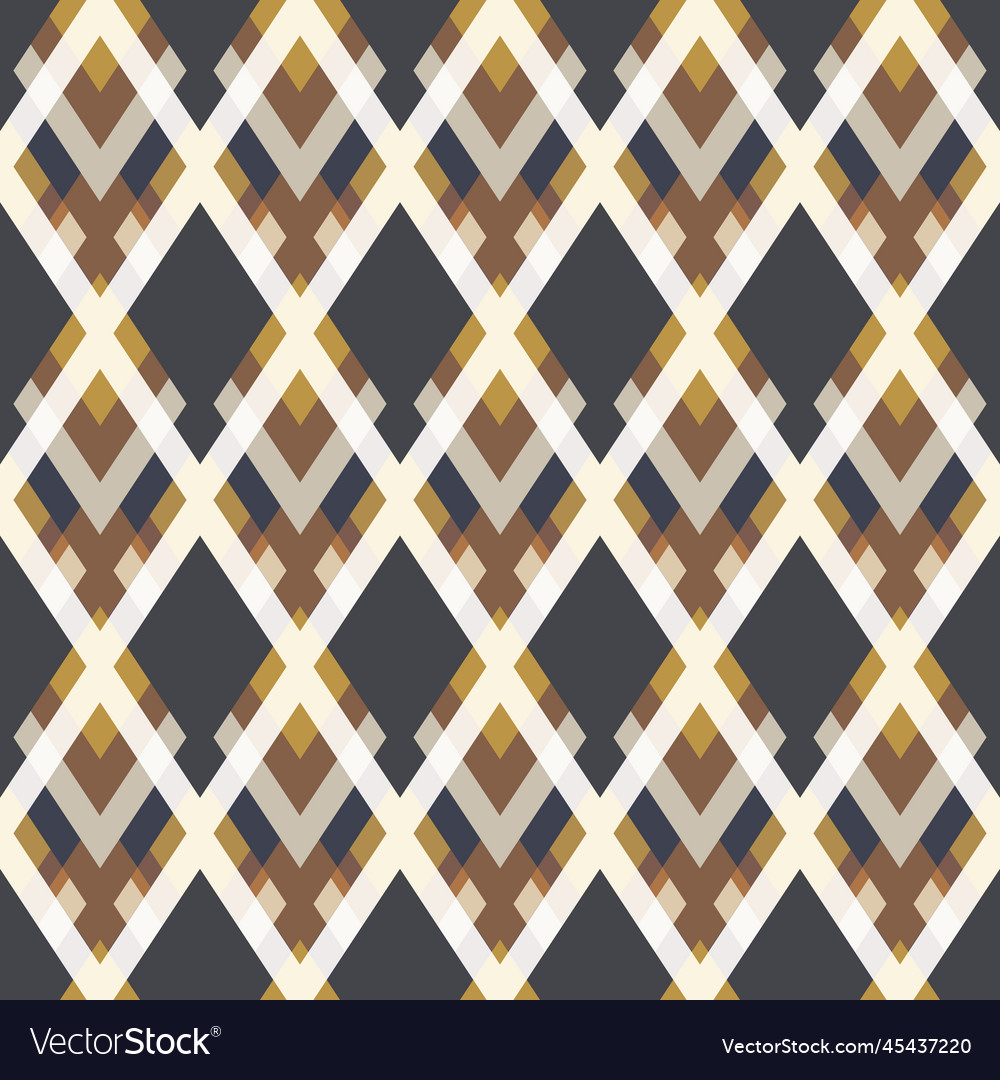 Diamond gray and gold color mosaic seamless Vector Image