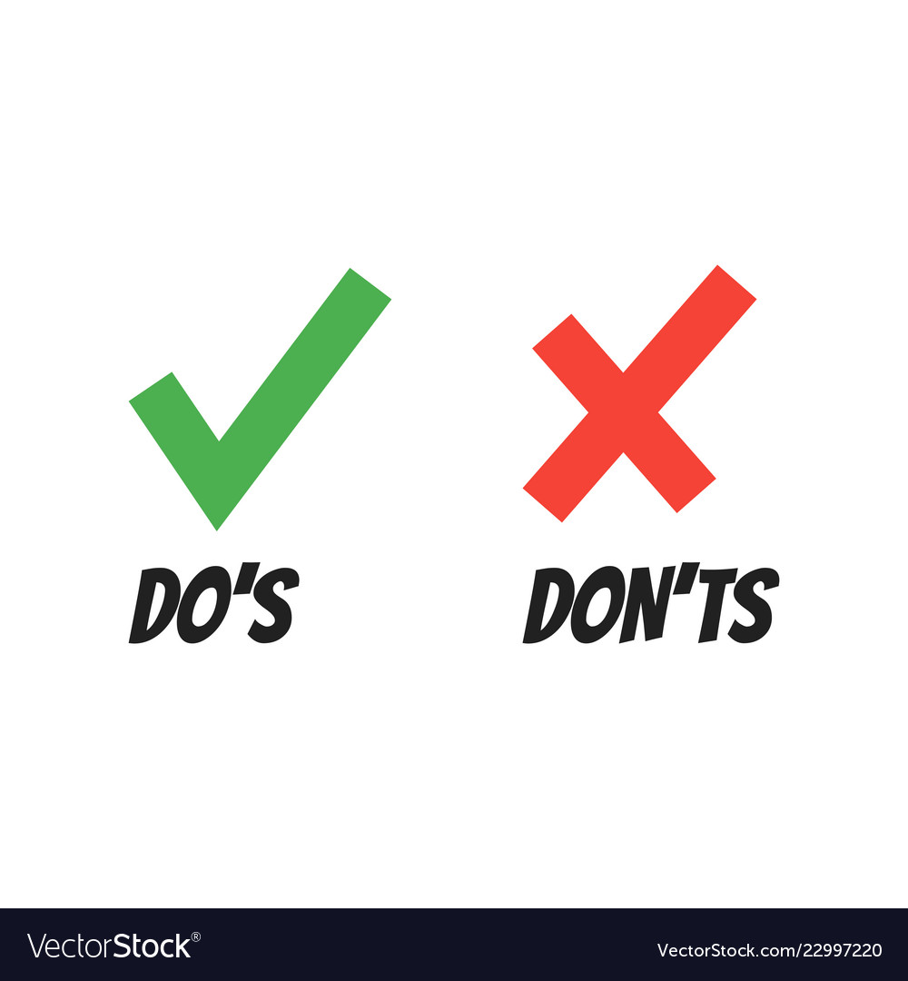 Do and dont check tick mark red cross vector image Do and dont check tick mark red cross