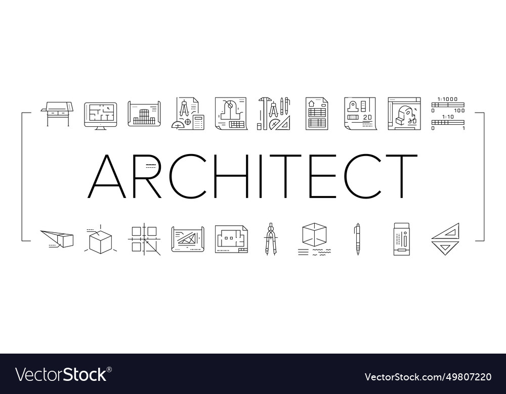 Ingenieurbau Architekten Icons Set