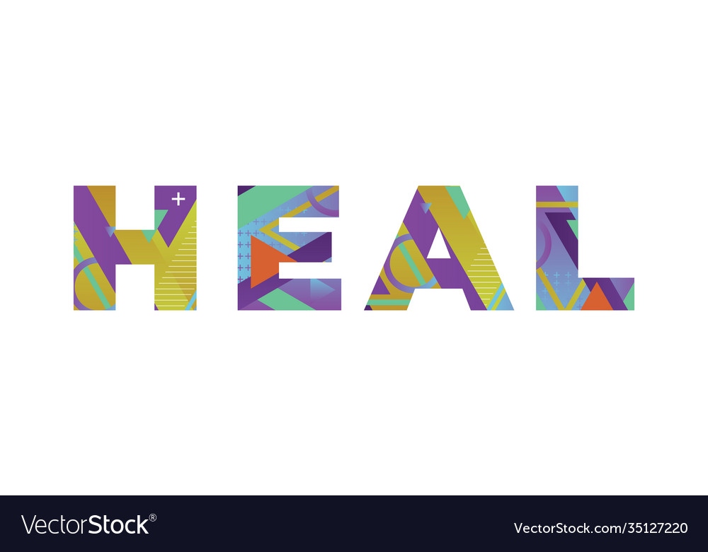 Heal concept retro colorful word art Royalty Free Vector