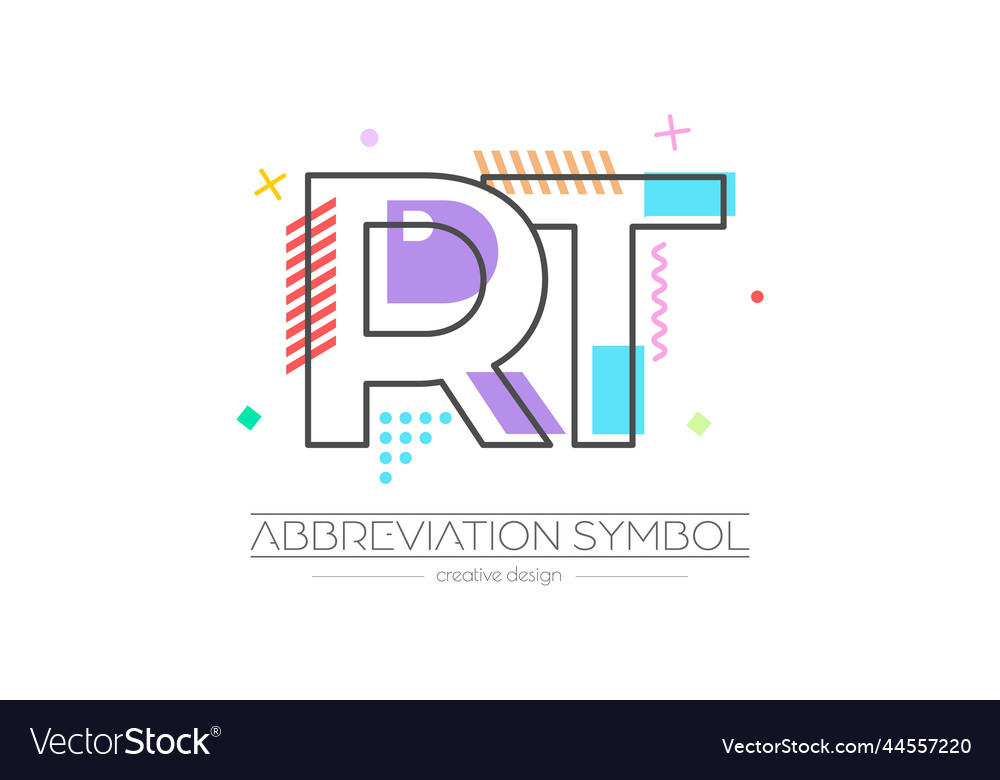 Letters r and t merging of two initials vector image Letters r and t merging of two initials