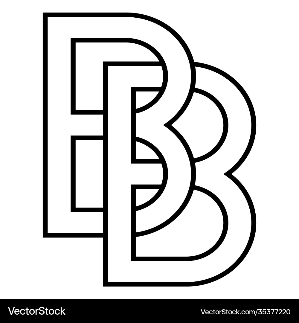 Logo sign bb and 2 b icon two interlaced Vector Image