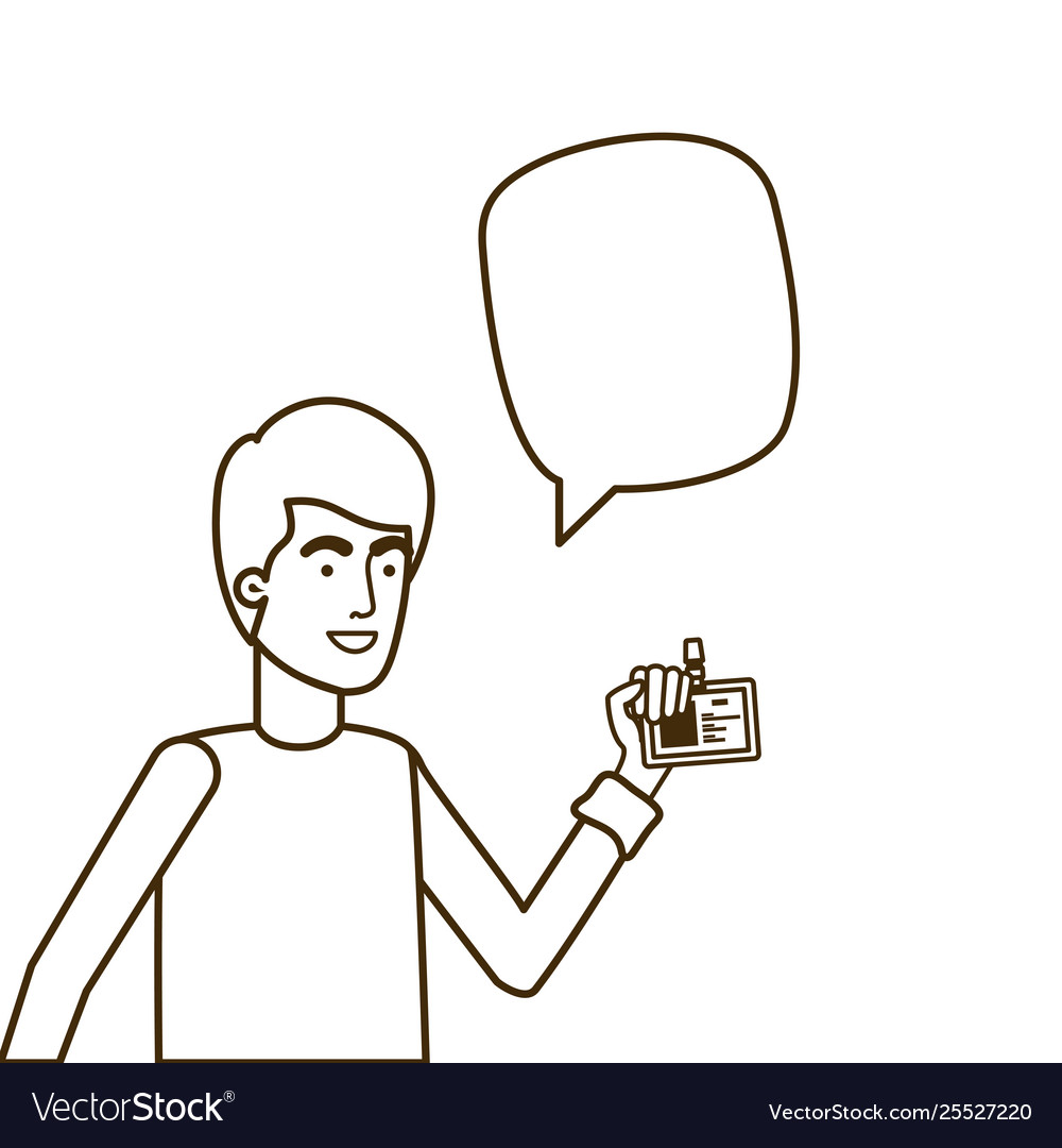 Man with speech bubble avatar character