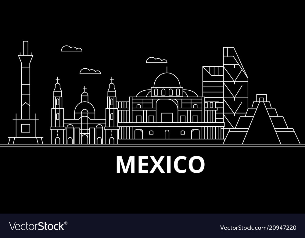 Mexico silhouette skyline city mexican