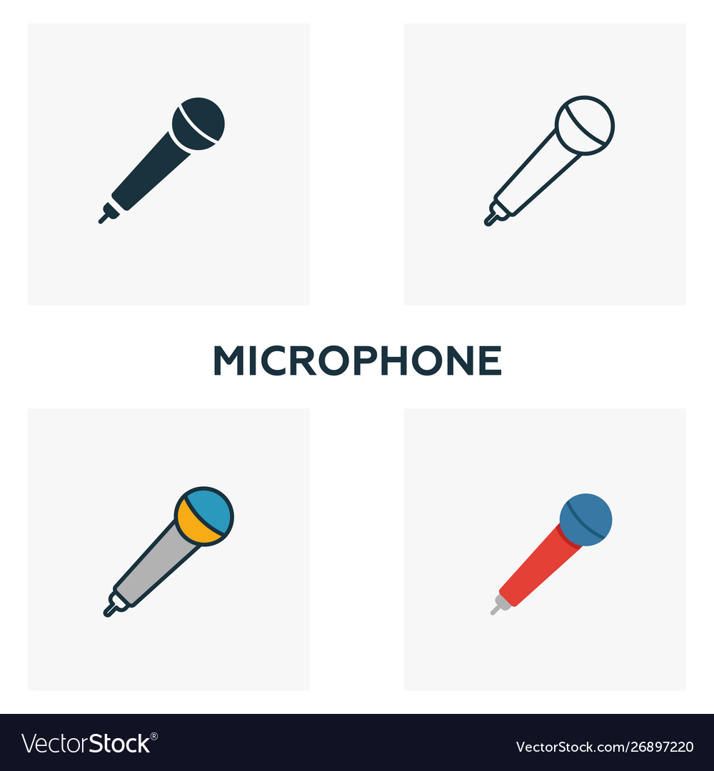 Microphone icon set four elements in different