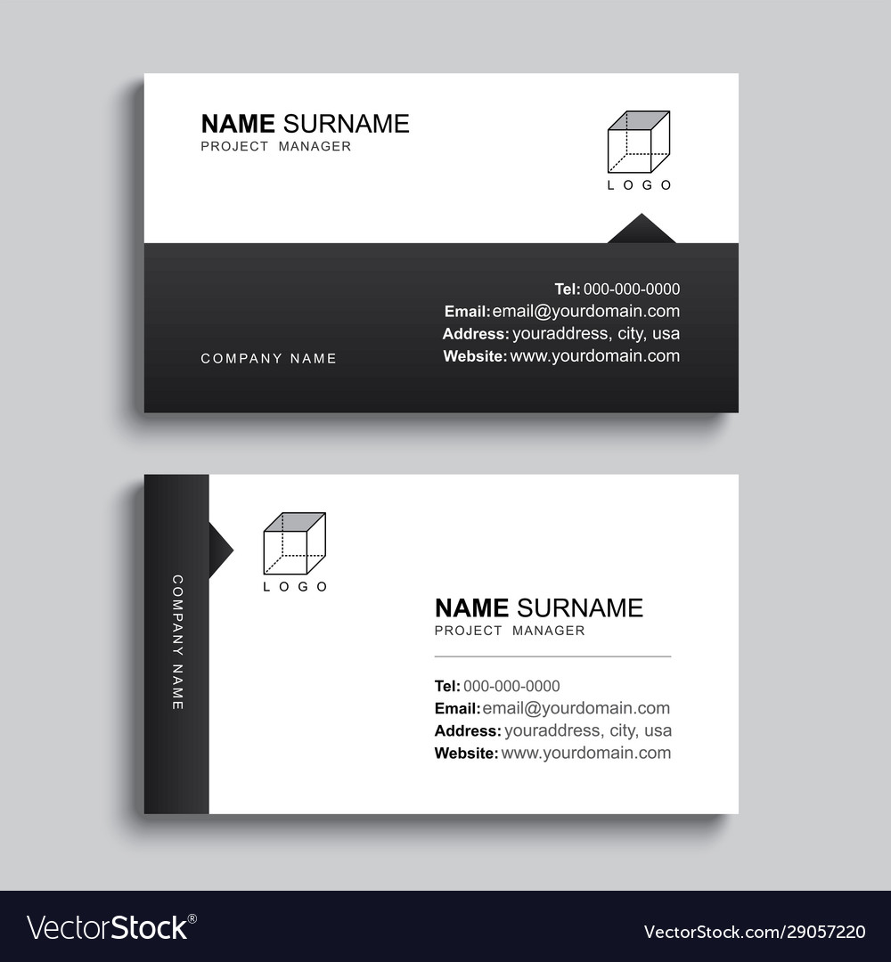 Minimal business card print template design black Vector Image