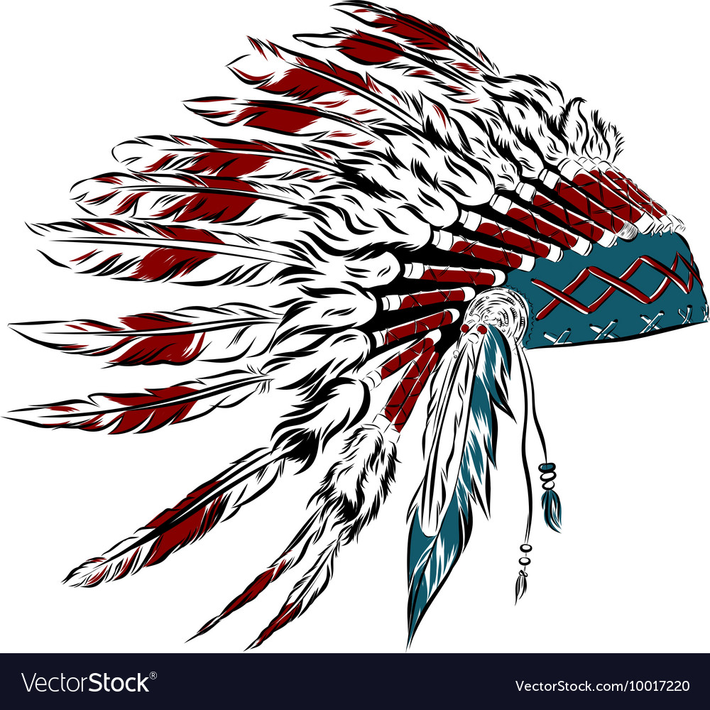 Native American indian headdress with feathers in Vector Image