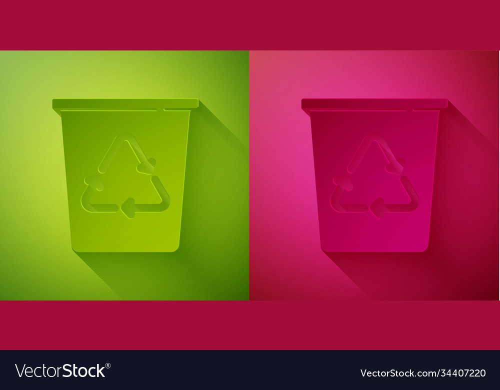 Paper cut recycle bin with symbol icon