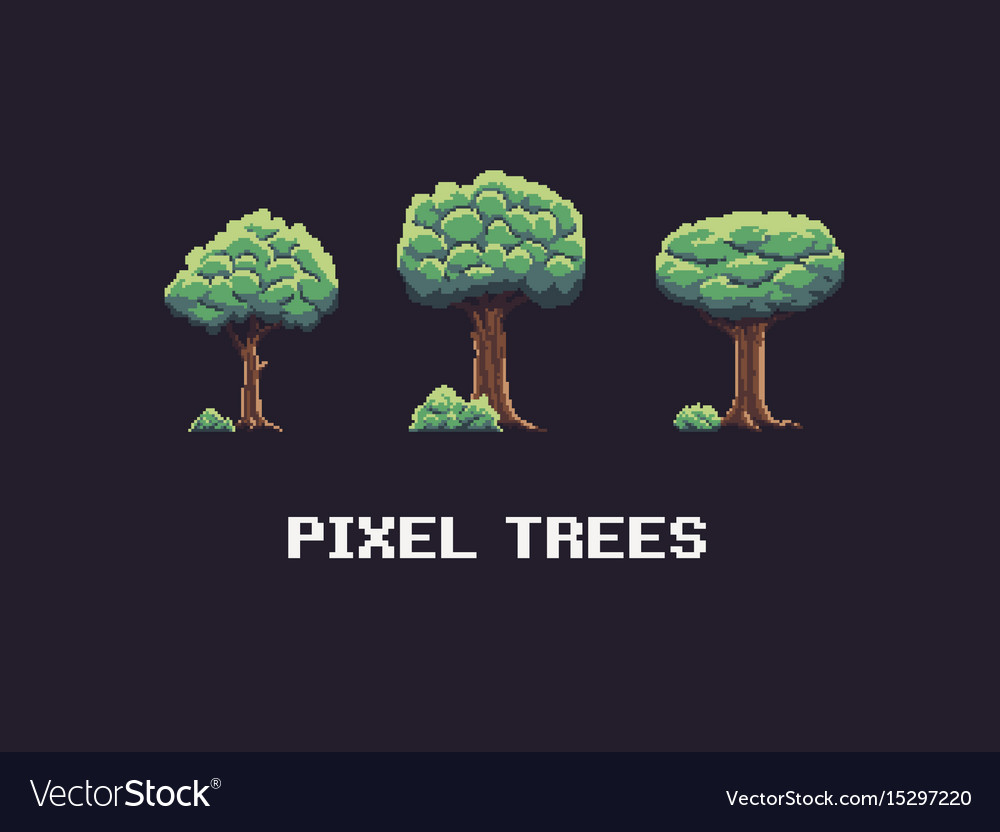 Pixel art trees Royalty Free Vector Image - VectorStock