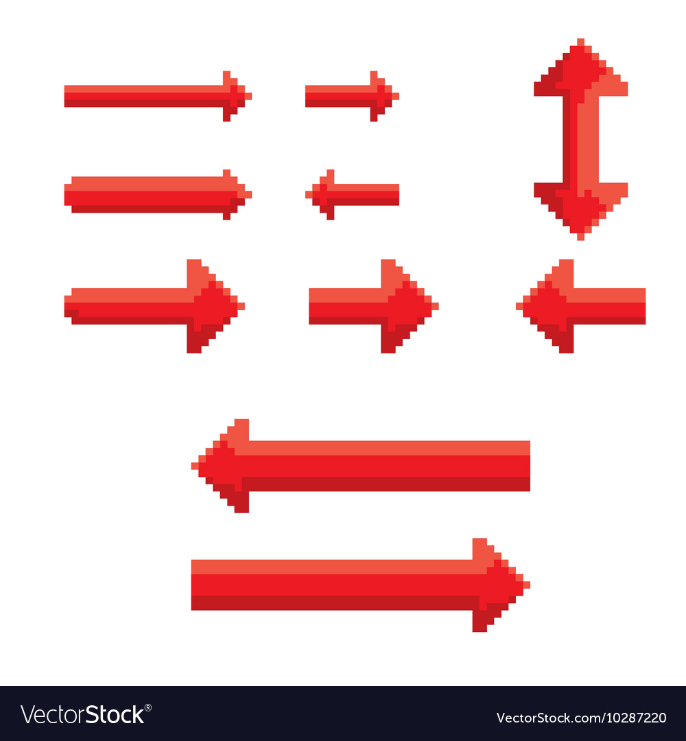 Red pixel style arrow set