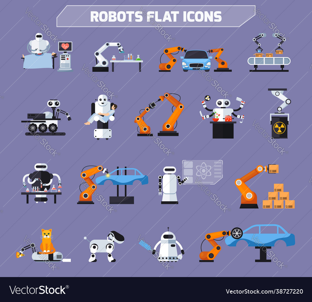 Robots icons set vector image Robots icons set