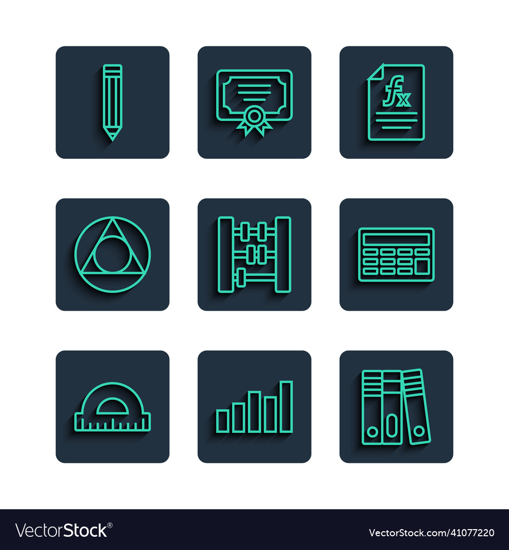 Set line protractor graph schedule chart vector image Set line protractor graph schedule chart