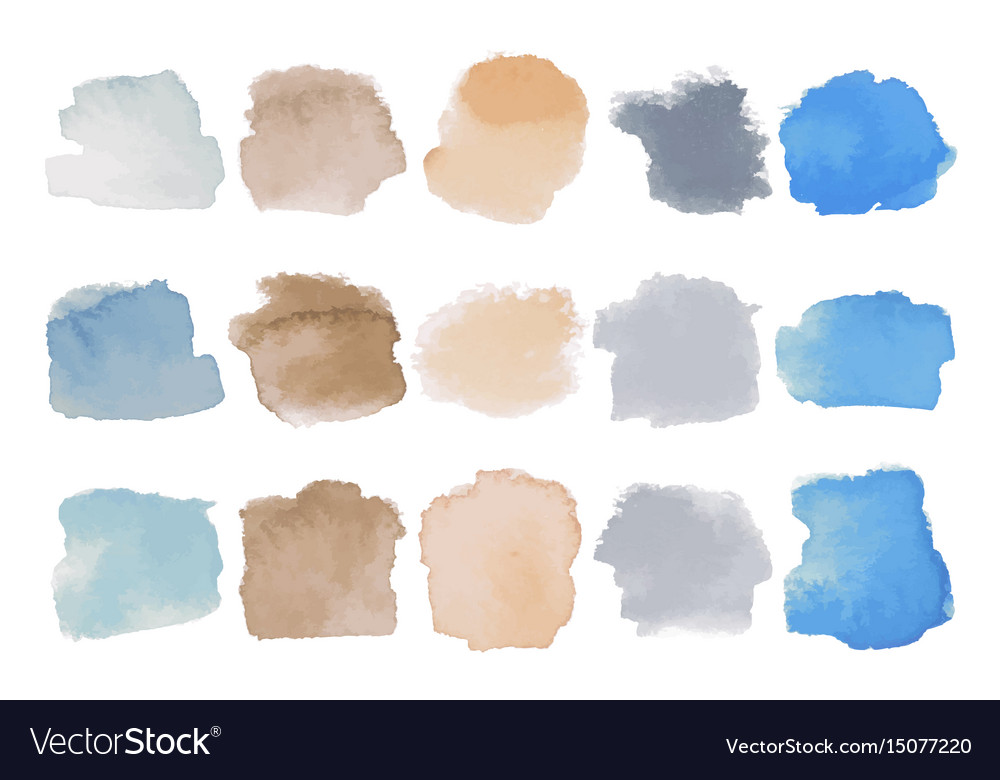 Set of bright multicolored watercolor stains