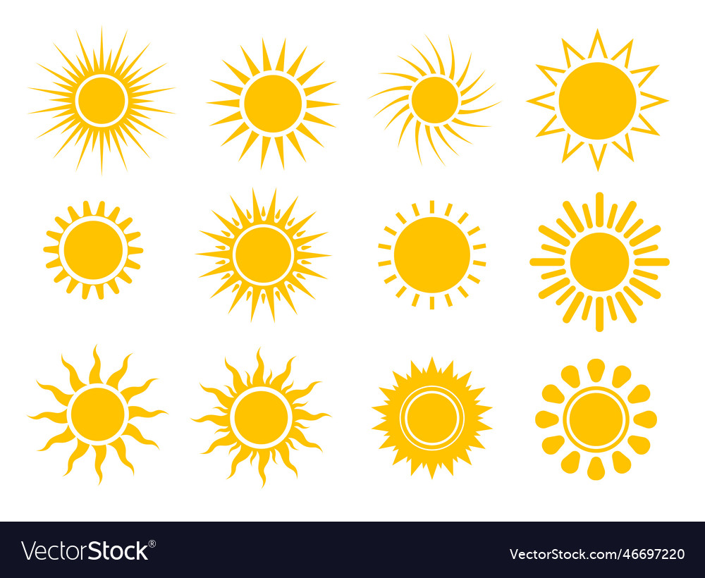 Shapes of sun set Royalty Free Vector Image - VectorStock