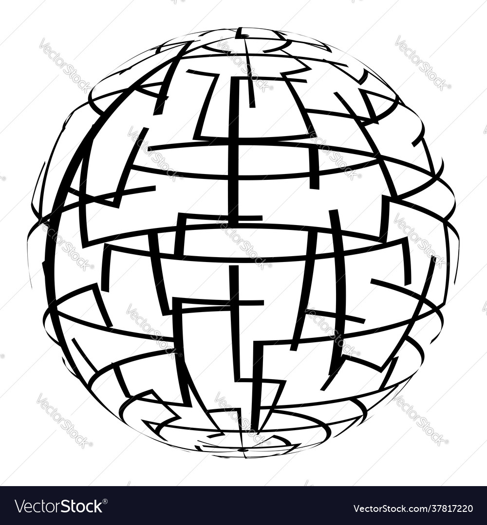 Sphere with random irregular lines icon symbol
