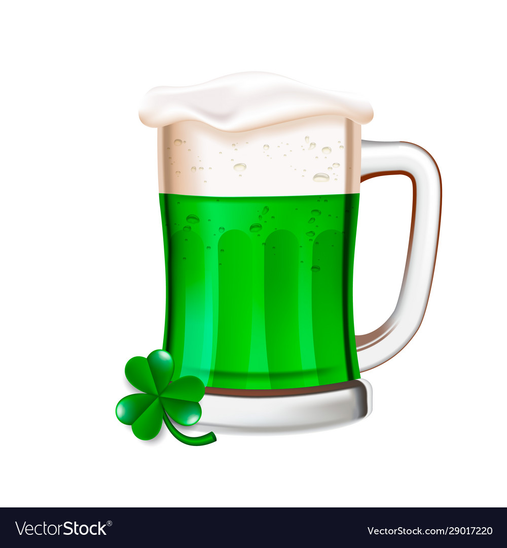 St patricks day concept green beer with shamrock Vector Image