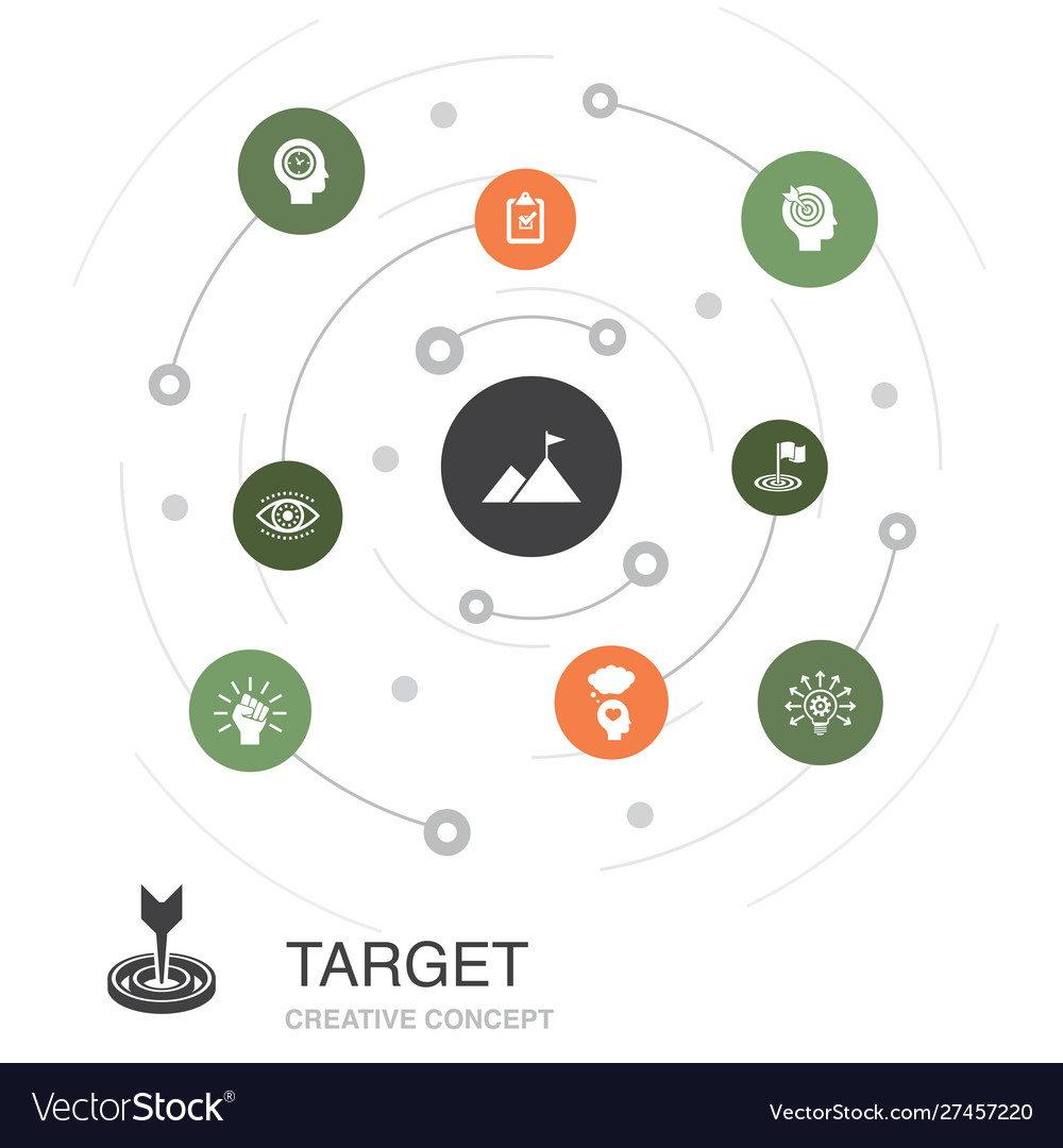 Target colored circle concept with simple icons