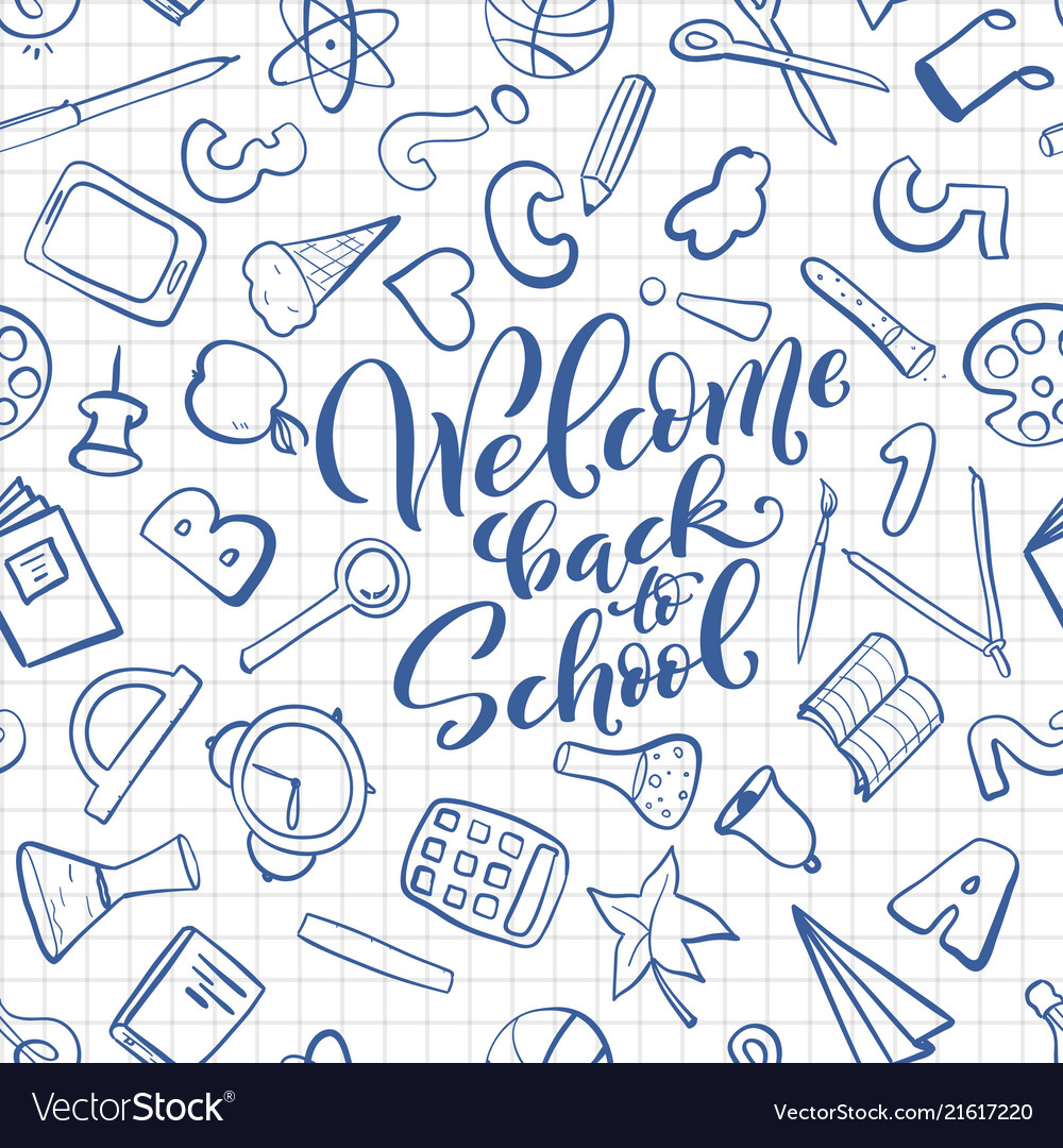 Welcome back to school handdrawn lettering